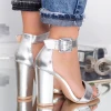 Sandale Dama cu Toc gros XKK161D Argintiu Mei