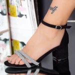 Sandale Dama cu Toc gros XKK558 Negru-Argintiu Mei