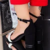 Sandale Dama cu Toc gros XKK560 Negru-Argintiu Mei