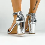 Sandale Dama cu Toc gros XKK561 Argintiu » MeiMei.Ro