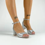 Sandale Dama cu Toc gros XKK566 Argintiu » MeiMei.Ro