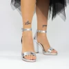 Sandale Dama cu Toc gros XKK222 Argintiu Mei