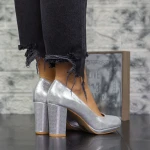 Pantofi cu Toc gros 2YXD33 Argintiu » MeiMei.Ro