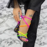 Sandale Dama cu Toc gros 2XKK116 Multicolor » MeiMei.Ro
