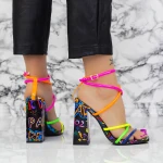 Sandale Dama cu Toc gros 2XKK116 Multicolor » MeiMei.Ro
