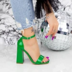 Sandale Dama cu Toc gros 2XKK62 Verde » MeiMei.Ro