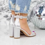 Sandale Dama cu Toc gros 2RG16 Argintiu » MeiMei.Ro