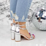 Sandale Dama cu Toc gros 2XKK12 Argintiu » MeiMei.Ro