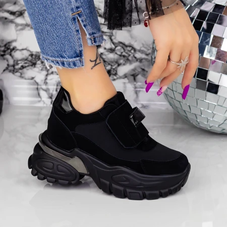 Pantofi Sport Dama cu Platforma 2SZ5 Negru » MeiMei.Ro