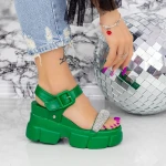 Sandale Dama cu Platforma 2WL100 Verde » MeiMei.Ro