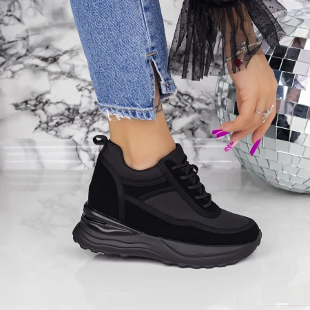 Pantofi Sport Dama cu Platforma 2SZ3 Negru » MeiMei.Ro