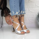 Sandale Dama cu Toc gros YXD18 Argintiu » MeiMei.Ro