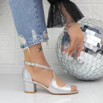 Sandale Dama cu Toc gros YXD20 Argintiu » MeiMei.Ro