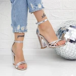 Sandale Dama cu Toc gros 2XKK33 Argintiu » MeiMei.Ro