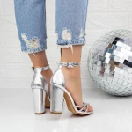 Sandale Dama cu Toc gros 2XKK33 Argintiu » MeiMei.Ro