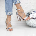 Sandale Dama cu Toc gros 2XKK60 Argintiu » MeiMei.Ro