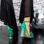 Sandale Dama cu Toc gros 2XKK11 Verde » MeiMei.Ro