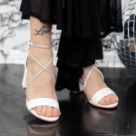 Sandale Dama cu Toc gros 2XKK59 Alb » MeiMei.Ro