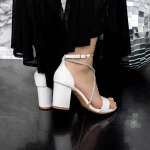 Sandale Dama cu Toc gros 2XKK59 Alb » MeiMei.Ro