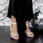 Sandale Dama cu Toc gros 2XKK25 Alb » MeiMei.Ro