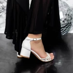 Sandale Dama cu Toc gros 2XKK25 Alb » MeiMei.Ro