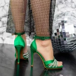 Sandale Dama cu Toc subtire 2BD21 Verde » MeiMei.Ro
