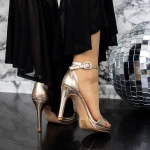 Sandale Dama cu Toc subtire 2XKK15 Champagne » MeiMei.Ro