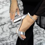 Sandale Dama cu Toc gros 2XKK57 Argintiu » MeiMei.Ro