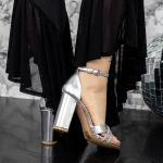 Sandale Dama cu Toc gros 2YXD72 Argintiu » MeiMei.Ro