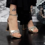 Sandale Dama cu Toc gros 2YXD72 Auriu » MeiMei.Ro