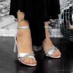 Sandale Dama cu Toc gros 2YXD73 Argintiu » MeiMei.Ro