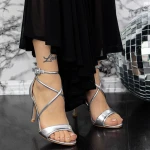 Sandale Dama cu Toc subtire 2YXD76 Argintiu » MeiMei.Ro