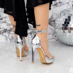 Sandale Dama cu Toc subtire si Platforma 2YXD81 Argintiu » MeiMei.Ro