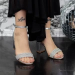 Sandale Dama cu Toc gros 2XKK30 Argintiu » MeiMei.Ro