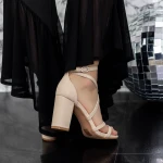 Sandale Dama cu Toc gros 2XKK35 Bej » MeiMei.Ro