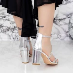 Sandale Dama cu Toc gros 2RG17 Argintiu » MeiMei.Ro