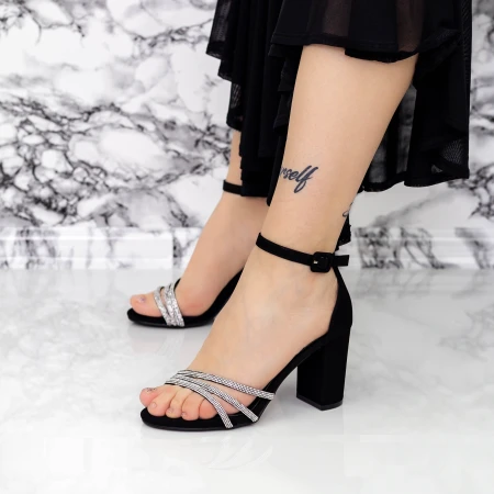 Sandale Dama cu Toc gros 2XKK28 Negru » MeiMei.Ro