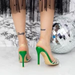 Sandale Dama cu Toc subtire JY-32 Verde » MeiMei.Ro