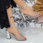 Sandale Dama cu Toc gros 2RG11 Argintiu » MeiMei.Ro