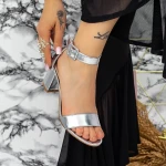 Sandale Dama cu Toc gros 2XKK230 Argintiu » MeiMei.Ro
