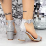Sandale Dama cu Toc gros 2XKK230 Argintiu » MeiMei.Ro
