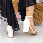Sandale Dama cu Toc gros 2RG11 Alb » MeiMei.Ro