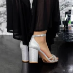Sandale Dama cu Toc gros 2XKK27 Argintiu » MeiMei.Ro