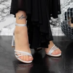 Sandale Dama cu Toc gros 2XKK32 Argintiu » MeiMei.Ro