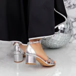 Sandale Dama cu Toc gros 2XKK85 Argintiu » MeiMei.Ro