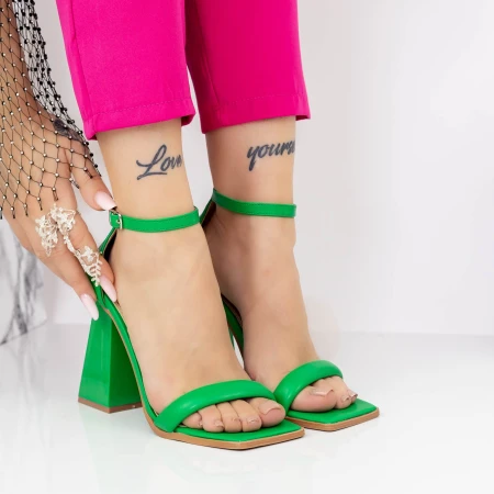 Sandale Dama cu Toc gros 2KV70 Verde » MeiMei.Ro