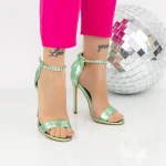 Sandale Dama cu Toc subtire 2KV90 Verde » MeiMei.Ro