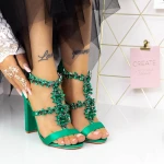 Sandale Dama cu Toc gros 2XKK109 Verde » MeiMei.Ro