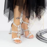 Sandale Dama cu Toc gros 2XKK109 Argintiu » MeiMei.Ro