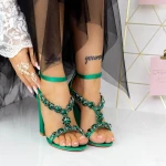 Sandale Dama cu Toc gros 2XKK110 Verde » MeiMei.Ro